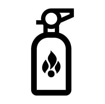 Simple Black Fire Extinguisher Icon with Flame Symbol for Safety Use 스톡 일러스트