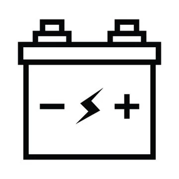 Simple black flat accumulator icon Lightning bolt symbol.Isolated on white Stock Illustration