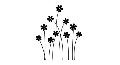 Simple black flowers icon set Stock Illustration