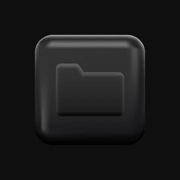 Simple Black Folder Icon. 3d File Manager Button Stock Illustration