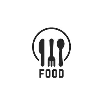 Simple black food logo with kitchenware Stock Illustration