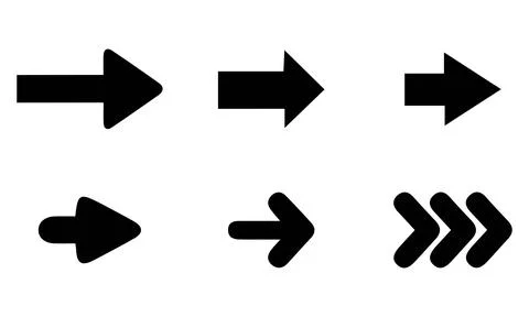 Simple Black Forward Arrow Graphic Set Ilustración de archivo