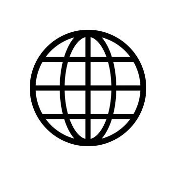 Simple black globe icon on transparent background for digital and web use Stock-Illustration