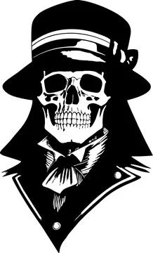 Simple black graphic drawing of a human skull, logo, tattoo Illustrazione stock
