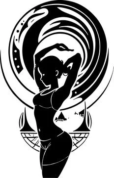 Simple black graphic drawing of a man doing yoga, logo, design Stock Illustration