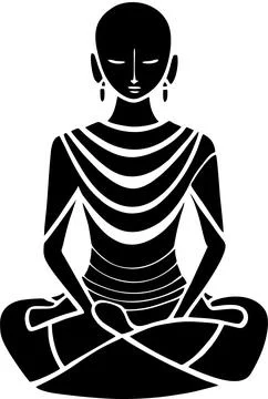 Simple black graphic drawing of a man doing yoga, logo, design Stock Illustration