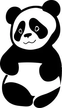 Simple black graphic drawing one panda, decorative element, logo Illustrazione stock