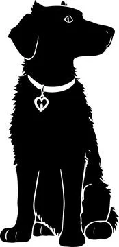 Simple black graphic drawing of one dog, decorative element, logo Stock Illustration