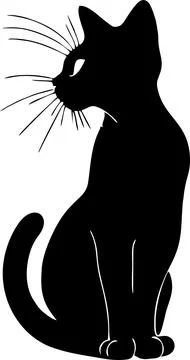Simple black graphic drawing of one cat, decorative element, logo Stock Illustration
