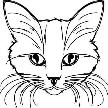 Simple black graphic drawing of one cat, decorative element, logo Stock Illustration