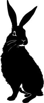 Simple black graphic drawing of one rabbit, decorative element, logo Stock Illustration