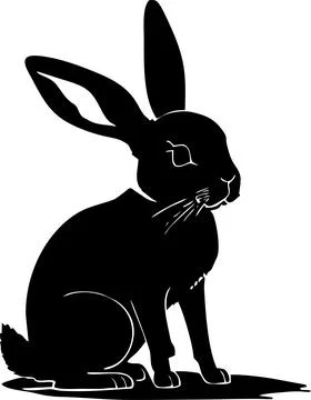 Simple black graphic drawing of one rabbit, decorative element, logo Stock Illustration