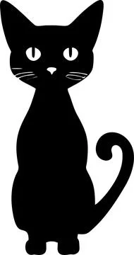 Simple black graphic drawing of one cat, decorative element, logo Stock Illustration