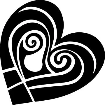 Simple black graphic heart pattern, decorative element, logo, design Stock Illustration
