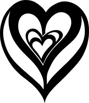 Simple black graphic heart pattern, decorative element, logo, design Stock Illustration