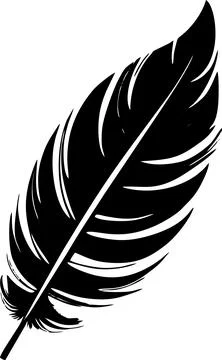 Simple black graphic pattern of bird feather, decorative element, logo, desig Stock Illustration