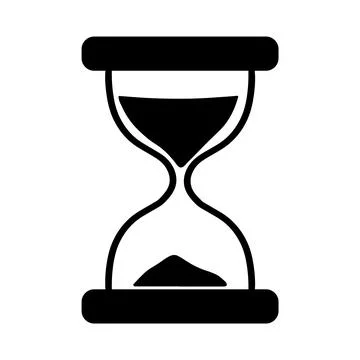 Simple black hourglass vector icon. Vector illustration isolated on white Stock Illustration