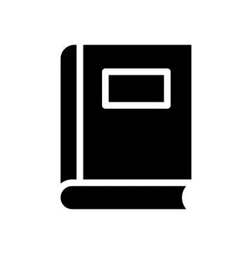 Simple Black Icon of Closed Book with Plain Cover and Spine Design Stock Illustration