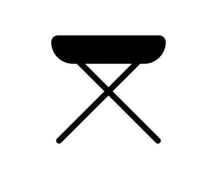 Simple Black Icon of a Folding Table with Cross Legs for Minimalist Design Stock Illustration