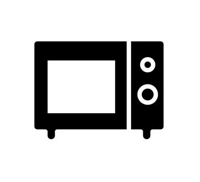 Simple Black Icon of a Microwave Oven on a White Background Stock Illustration