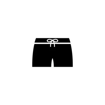 Simple black icon of swimming trunks with drawstring detail Stock Illustration