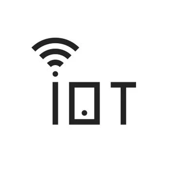 Simple black iot thin line logo Stock Illustration