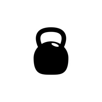 Simple black kettlebell vector icon. Ideal for fitness, gym, and weightliftin Stock Illustration