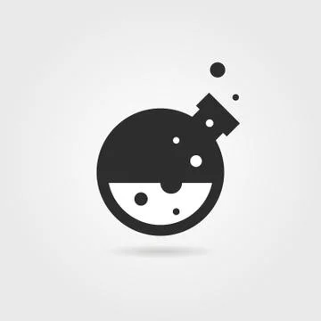 Simple black lab icon with shadow Stock Illustration