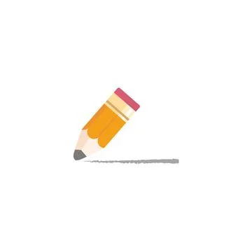 Simple black lead pencil. Vector image. Small yellow paint pencil and line Stock Illustration