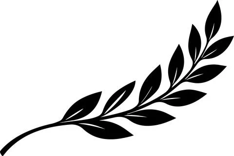 Simple black leaf branch icon illustration Stock Illustration