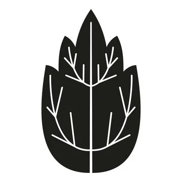 Simple black leaf icon with white veins Stock Illustration