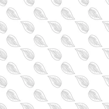 Simple black leaf seamless pattern on white background. Abstract foliage wall Illustrazione stock