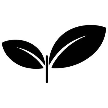 Simple black leafy plant icon with stem Stock Illustration