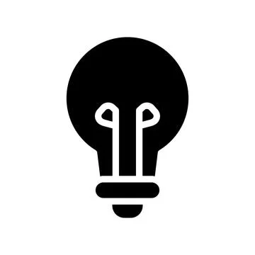 Simple Black Light Bulb Icon on White Background for Creative Projects Stock Illustration