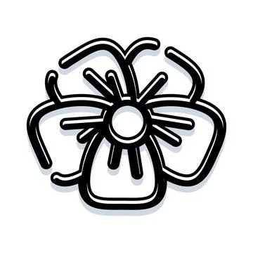 Simple black line art flower blossom illustration Stock Illustration