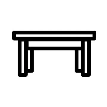 A simple black line art table icon on a transparent background. Stock Illustration