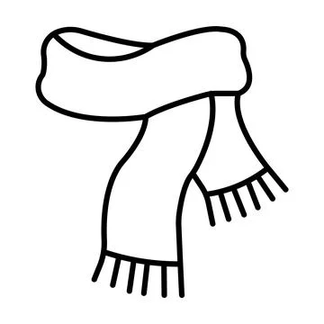 Simple black line art vector icon of a winter scarf for cold weather Stock Illustration