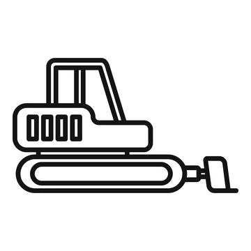 Simple black line drawing of a bulldozer, perfect for icons or minimalist 스톡 일러스트