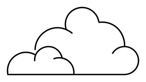 Simple Black Line Drawing of a Cloud Outline on White Background Stock Illustration