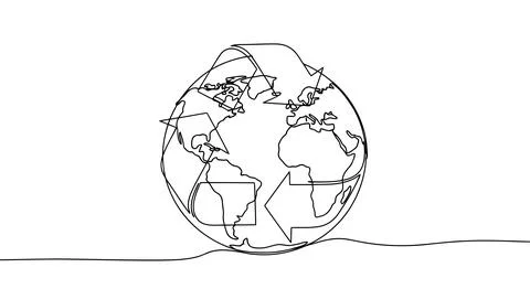 Simple black line drawing of earth globe Stock Illustration