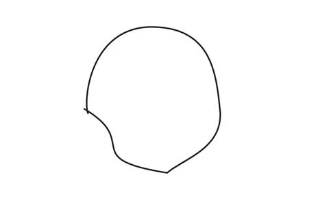 Simple black line drawing of a human head or helmet outline Stock Illustration