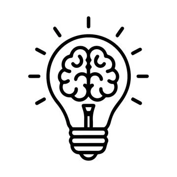 Simple Black Line Drawing of an Idea Light Bulb Stock Illustration