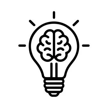 Simple Black Line Drawing of an Idea Light Bulb Stock Illustration