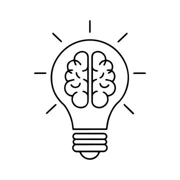 Simple Black Line Drawing of an Idea Light Bulb Stock Illustration