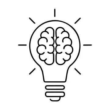 Simple Black Line Drawing of an Idea Light Bulb Stock Illustration