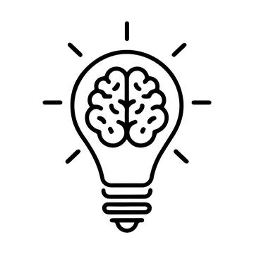 Simple Black Line Drawing of an Idea Light Bulb Stock Illustration