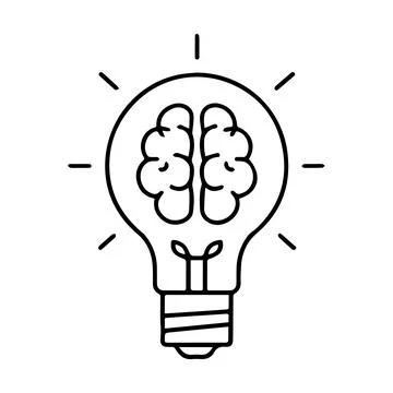 Simple Black Line Drawing of an Idea Light Bulb Stock Illustration