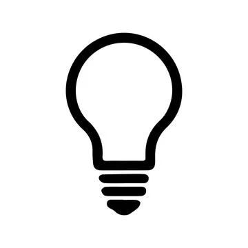 Simple Black Line Drawing of an Idea Light Bulb Stock Illustration