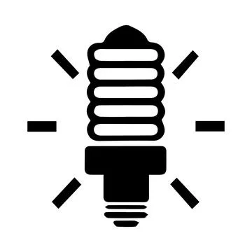 Simple Black Line Drawing of an Idea Light Bulb Stock Illustration