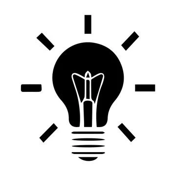 Simple Black Line Drawing of an Idea Light Bulb Stock Illustration